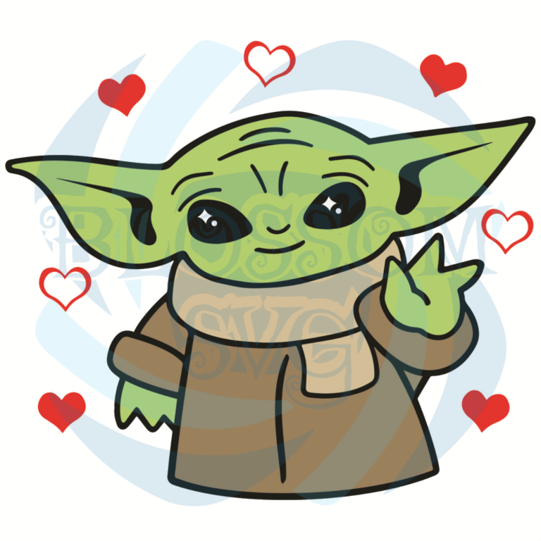 Baby Yoda Hearts Svg Valentine Svg Baby Yoda Svg Heart Svg Happy