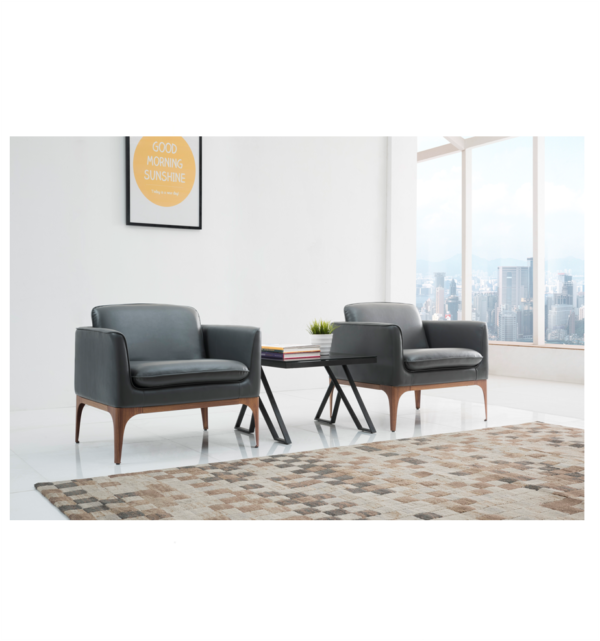 Small Design Wooden Legs Leather Sofa Set For Home And Office