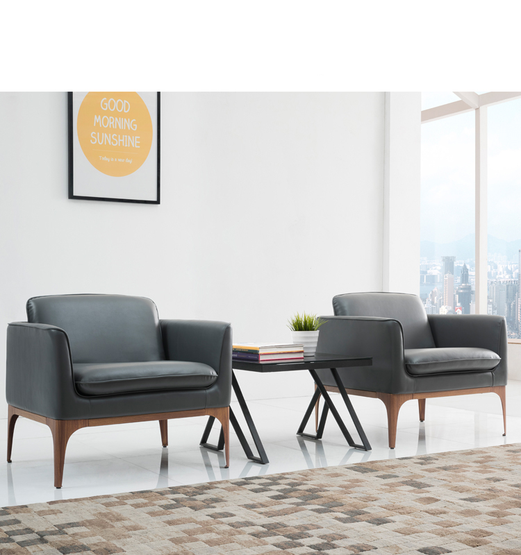 Small Design Wooden Legs Leather Sofa Set For Home And Office