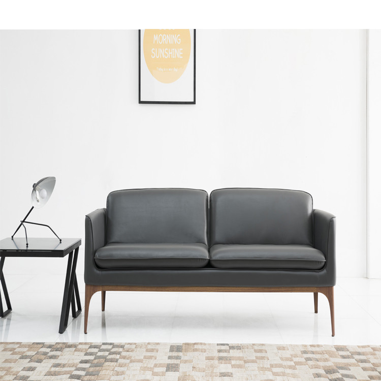 Small Design Wooden Legs Leather Sofa Set For Home And Office