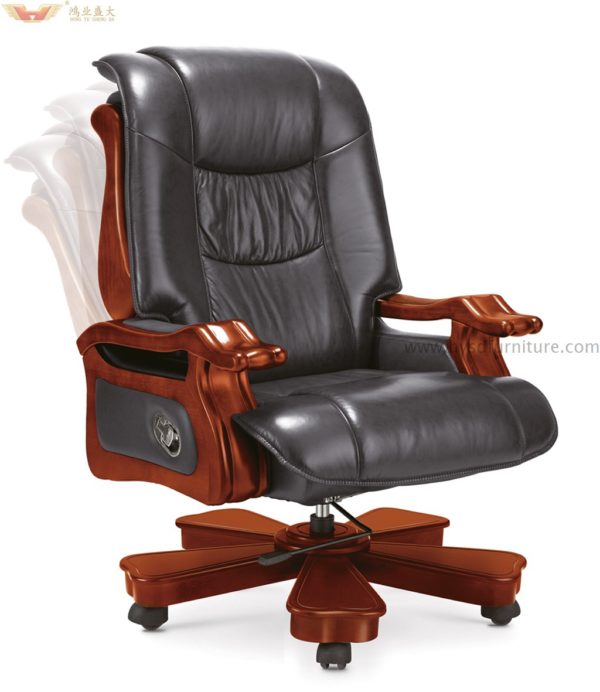 revolving leather office chair with armrest