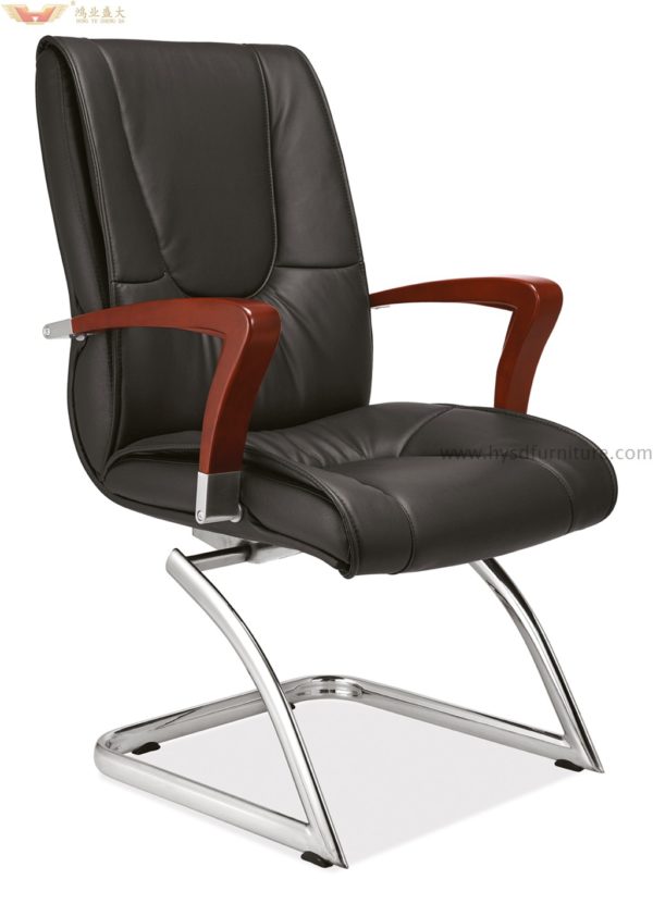 Leather conference chair without wheels