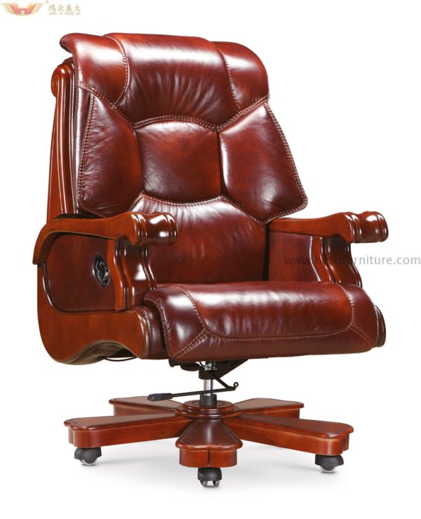 Leather executive chair with armrest