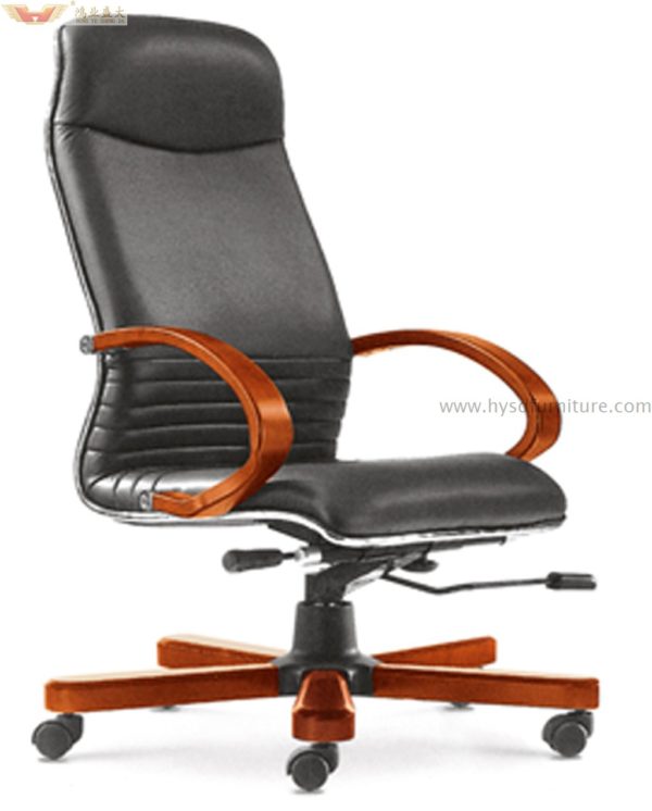 revolving leather office chair with armrest