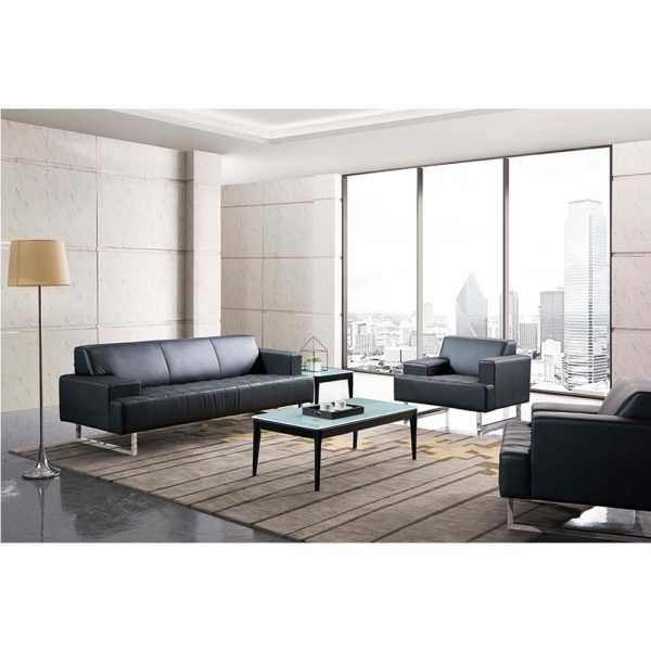 modern executive sofa office reception sofa modern style leather black walnut wood sofa set