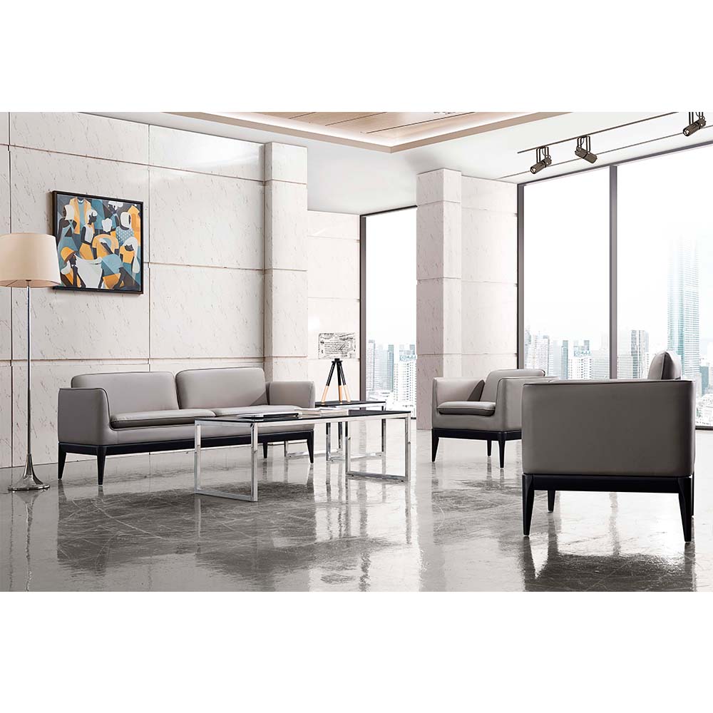 modern executive sofa office reception sofa modern style leather black walnut wood sofa set