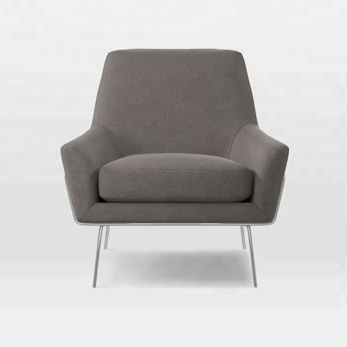 htb1adznbqwe3kvjszsyq6xocxxaf Mid-Century Stainless Steel Base Living room upholstered Armchair fabric leisure home Furniture chair