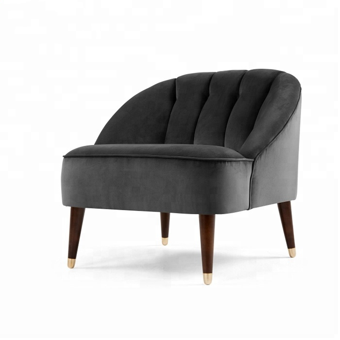 Living Room Furniture Single Sofa Chair Pewter Grey Velvet Accent Chair