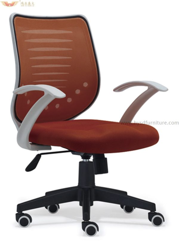 Revolving mesh chair with armrest