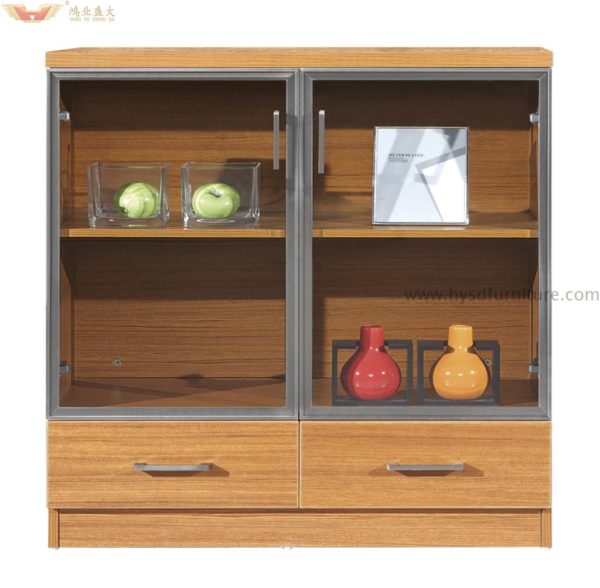 modern wood cabinet with glasses door