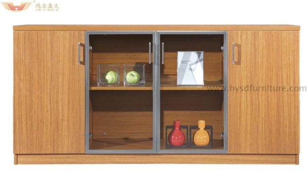 modern wood cabinet with glasses door