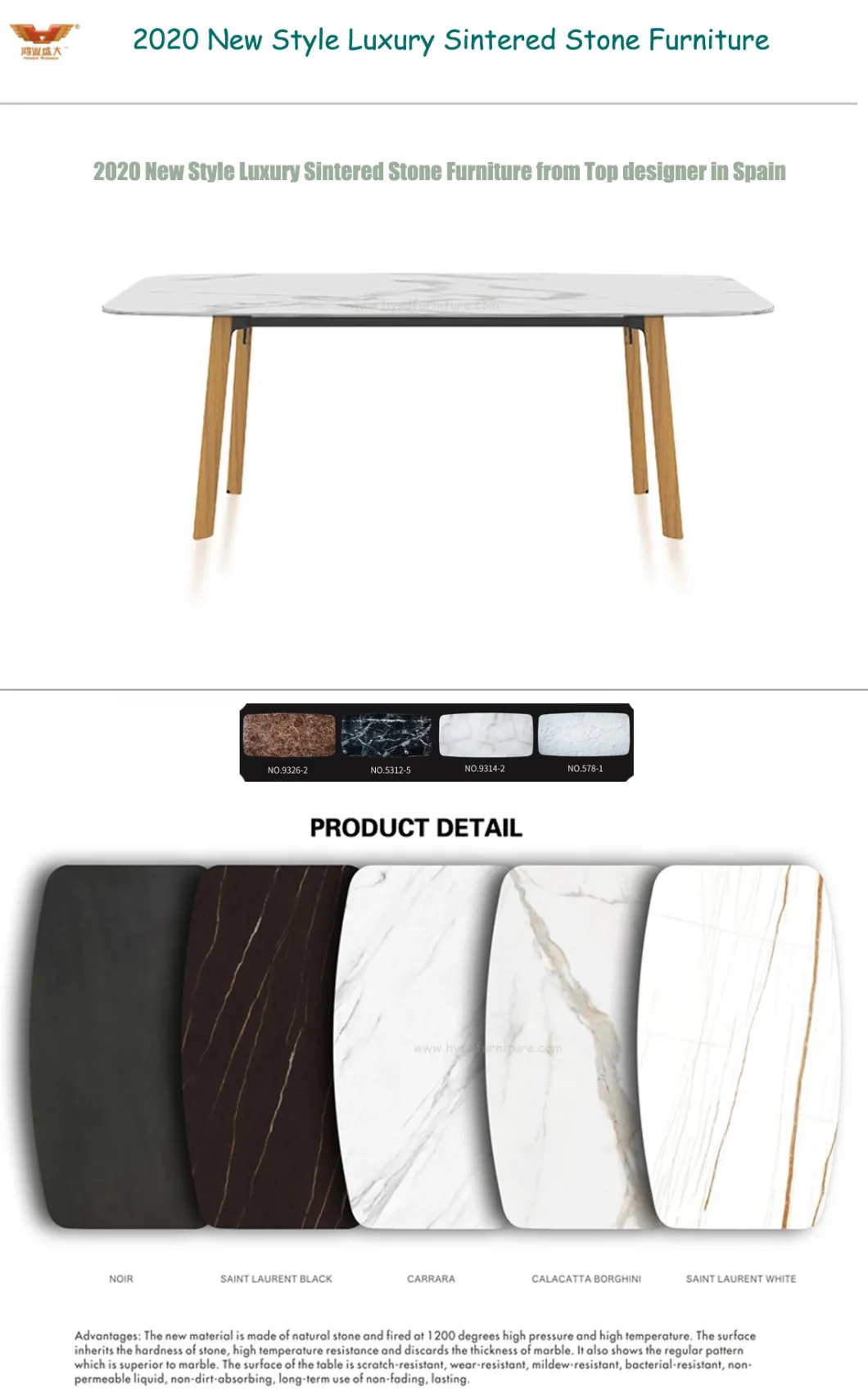 New Style Luxury Sintered Stone Office Table Desk for Office Furniture (YB-2020-5)