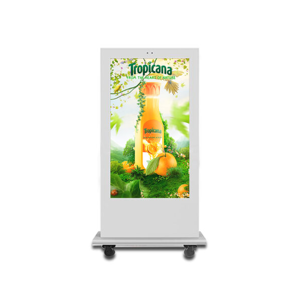 75" outdoor 3500nits IP65 floor standing lcd kiosk with Wheels