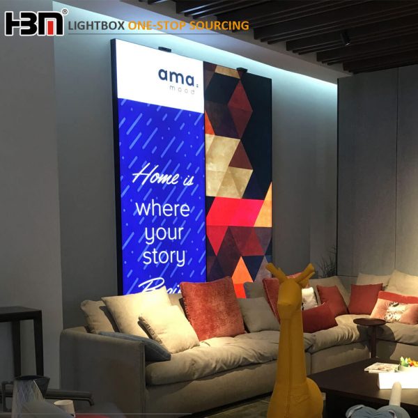 custom indoor advertising aluminum frameless poster tension fabric LED backlit sign light box - Image 4