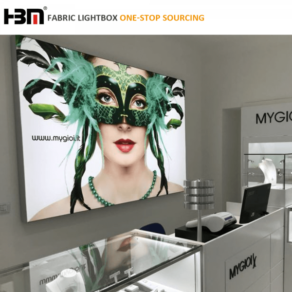 custom indoor advertising aluminum frameless poster tension fabric LED backlit sign light box - Image 2