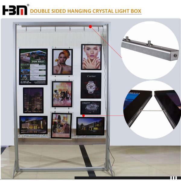 new slim LED window displays acrylic photo frame light box A4 A3 A2 A1 hanging crystal light box - Image 3