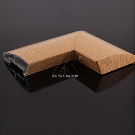 Ajustable Aluminium Handrail Profiles OEM Customize Length Light Wood Grain Finish - Image 5