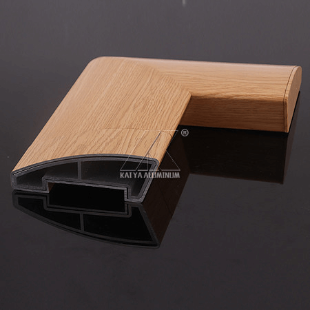 Ajustable Aluminium Handrail Profiles OEM Customize Length Light Wood Grain Finish - Image 4