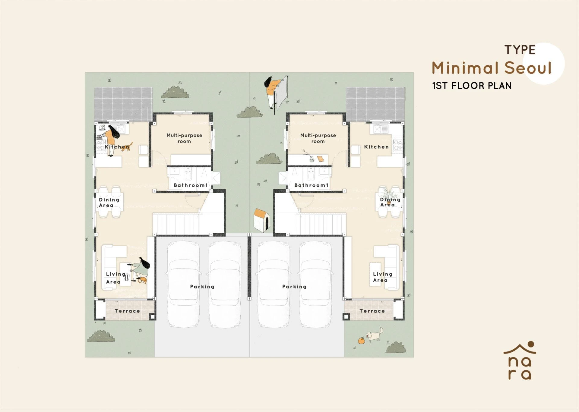 ภาพแปลนของ Nara: แบบบ้าน Minimal Soeul รูปที่ 1