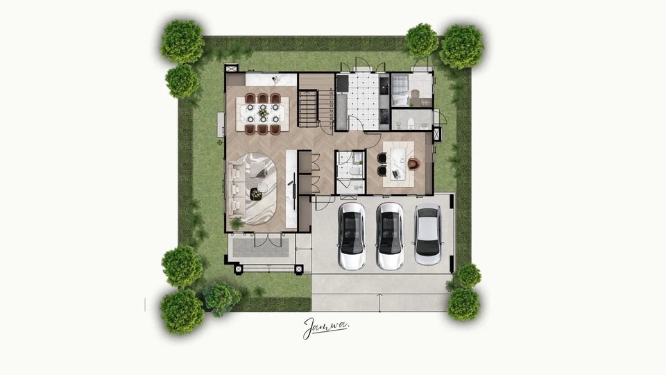 บ้านสวยจัด สไตล์ โมเดิร์น's plan image at 1