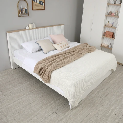 เตียงนอน รุ่นมินิมอล - สีขาว/เลอบาน่า โอ๊ค 的画廊图 5
