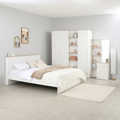 เตียงนอน รุ่นมินิมอล - สีขาว/เลอบาน่า โอ๊ค 的画廊图 3