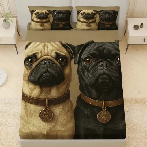 ชุดผ้าปูที่นอนสำหรับสุนัขพุกน่ารัก 3 ชิ้น - ผ้านุ่ม ระบายอากาศได้ดี ป้องกันที่นอนแบบไม่มีแผ่นรองด้าน