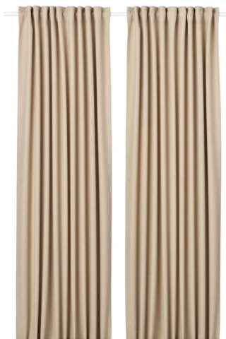 ANNAKAJSA อันนาคัยซา ม่านกันแสง 1 คู่, เบจ/พร้อมเทปผ้าม่าน, 145x250 ซม.