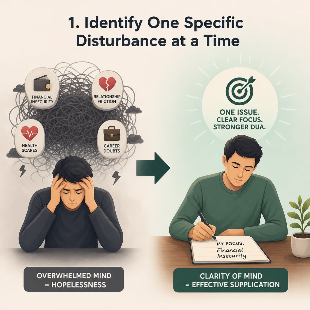 1. Identify One Specific Disturbance at a Time

When hardship strikes, the mind often aggregates multiple anxieties into an overwhelming mountain: fin