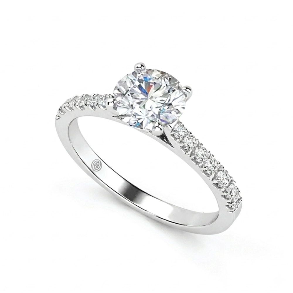 Love Signature Engagement Ring with Diamond Band Image