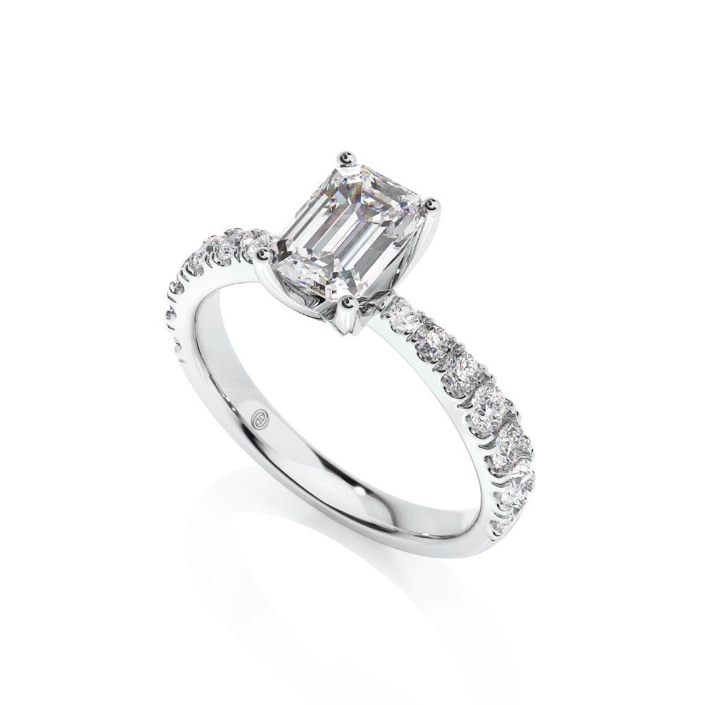 Prema Ananta Engagement Ring, Emerald with Diamond Band Image