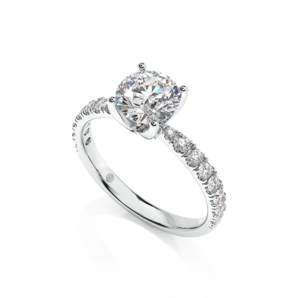 Prema Ananta Engagement Ring, Round with Diamond Band Image