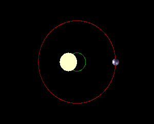 A planet orbiting a star.