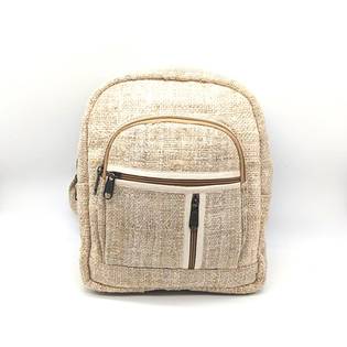 Earthy Natural White Hand-Extracted Hemp Small Backpack