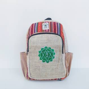 Heart Chakra Anahata Emboidered Hemp Backpack