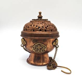 Tibetan Copper Hanging Incense Burner Handmade