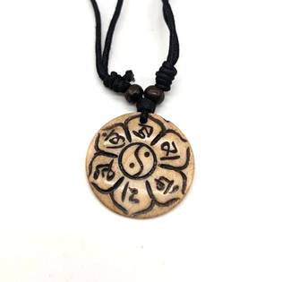 Om Mani Padme Hum Lotus Bone Necklace