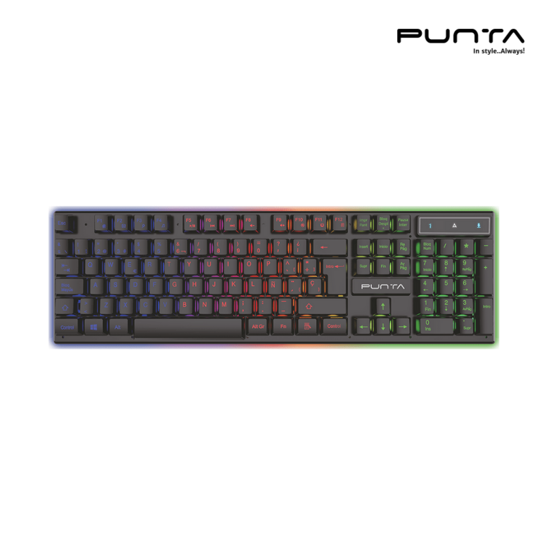 PUNTA Rainbow RBG Backlit Wired Keyboard | 1.5 m cable and 5 million Key Life