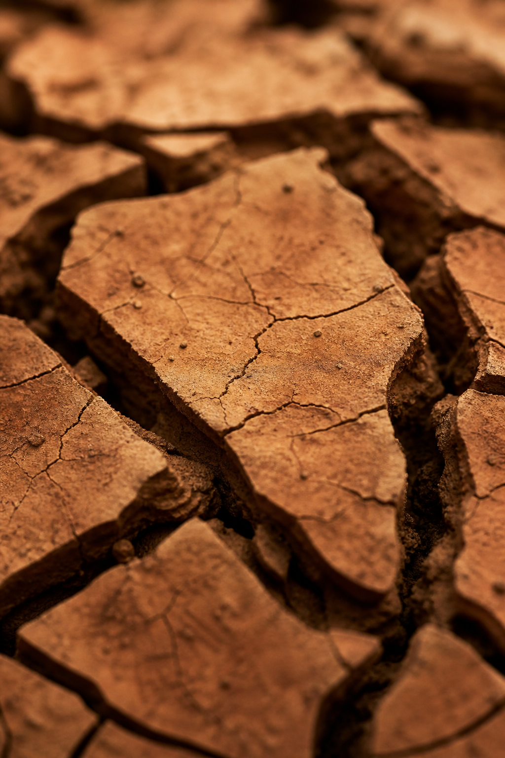 macro photograph of cracked dried earth, warm earth tones, abstract texture, fine art