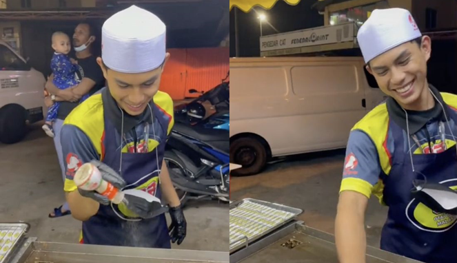 Anas, penjual burger di Malaysia yang disebut mirip Park Bo Gum. [Sumber Gambar]