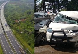 Tabrakan beruntun 17 mobil di tol Cipularang.