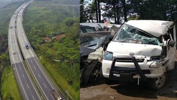 Tabrakan beruntun 17 mobil di tol Cipularang.