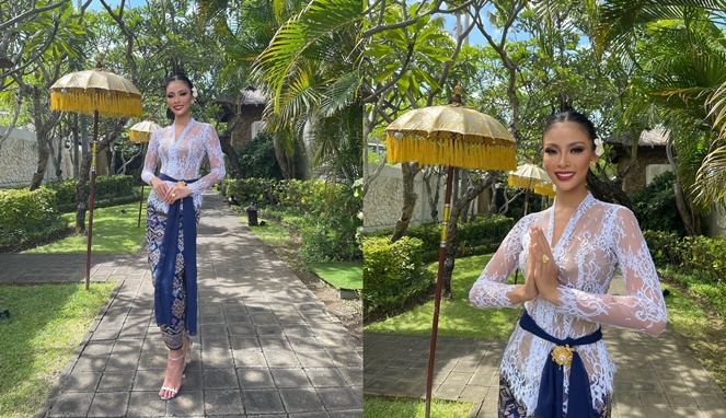 Andina Julie mengenakan kebaya khas Bali. [Sumber Gambar]