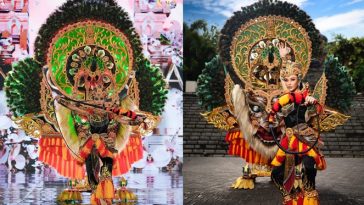 Kostum nasional Miss Grand Indonesia mengusung tema reog Ponorogo. [Sumber Gambar]