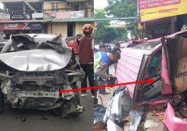 nenek pengemudi xpander tabrak angkot