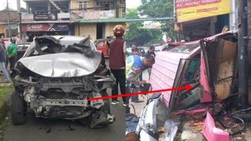 nenek pengemudi xpander tabrak angkot