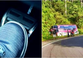 bus dan truk menginjak rem di jalan turunan