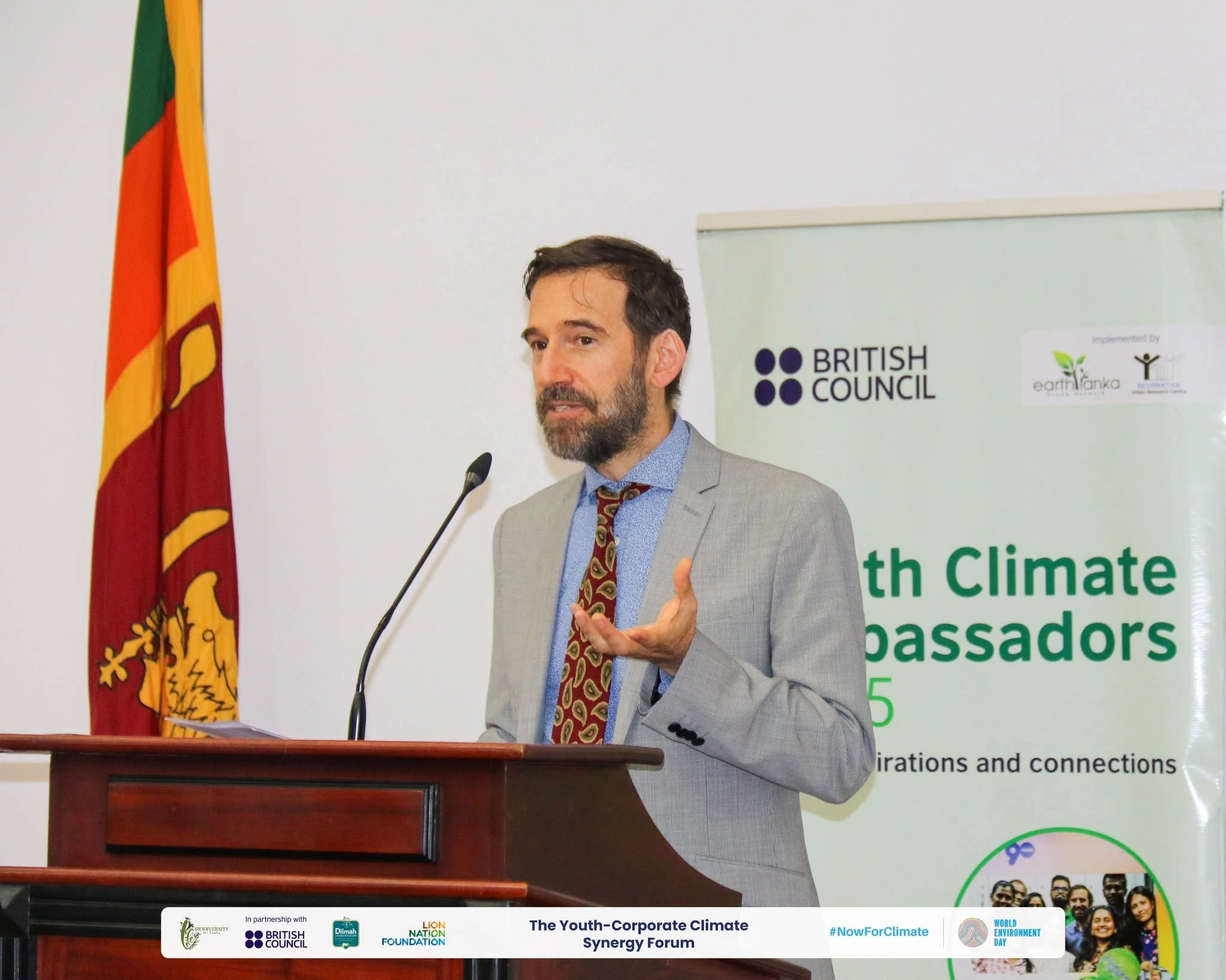 A guest speaker delivering a speech at world environment day event organized by Biodiversity Sri Lanka