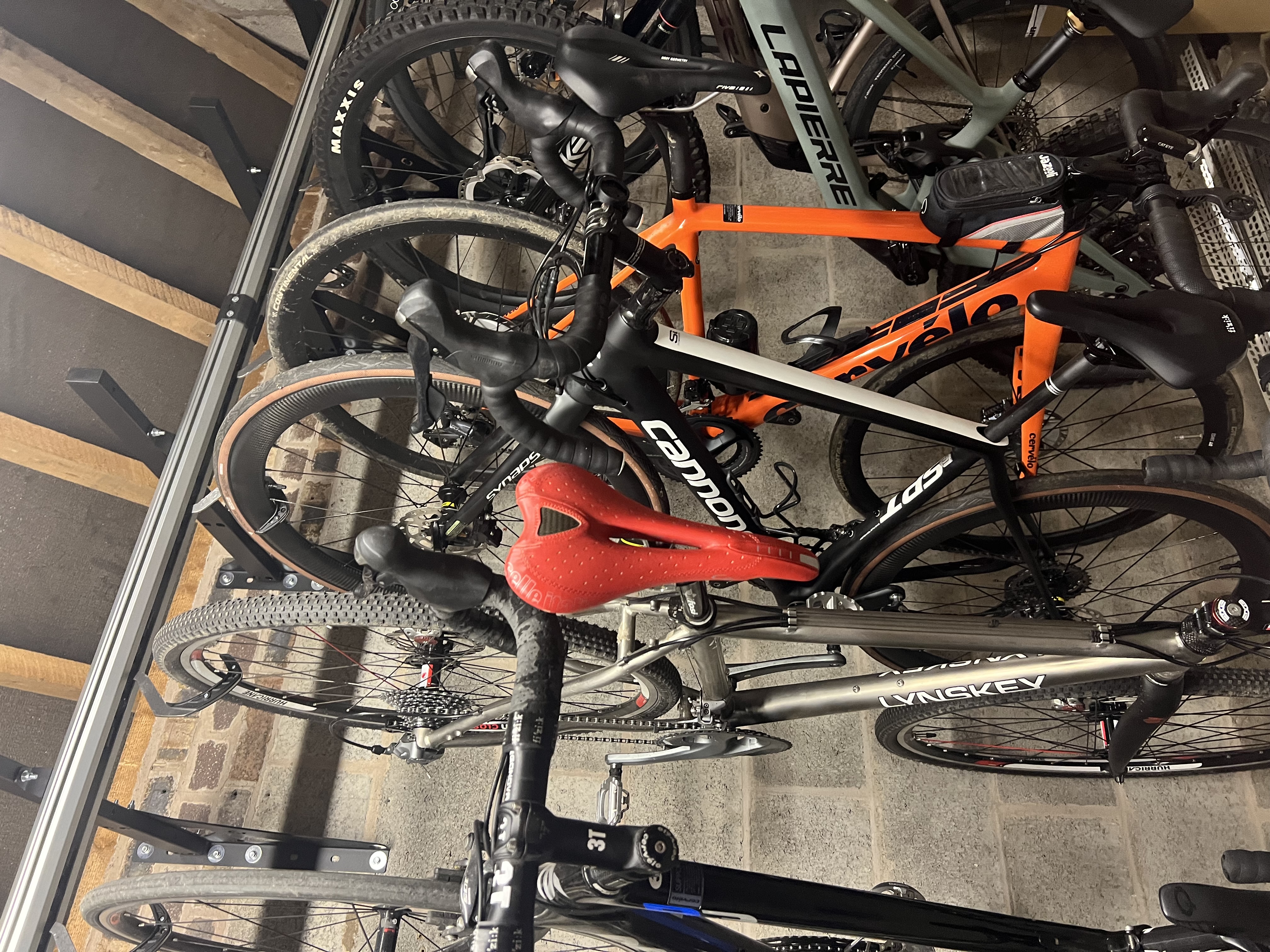 Shane's SpaceRail wall system with bikes secured in garage