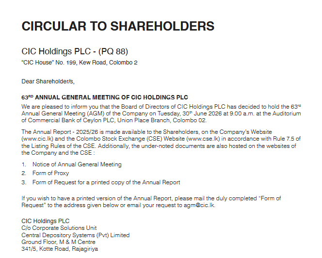 Circular to Shareholders